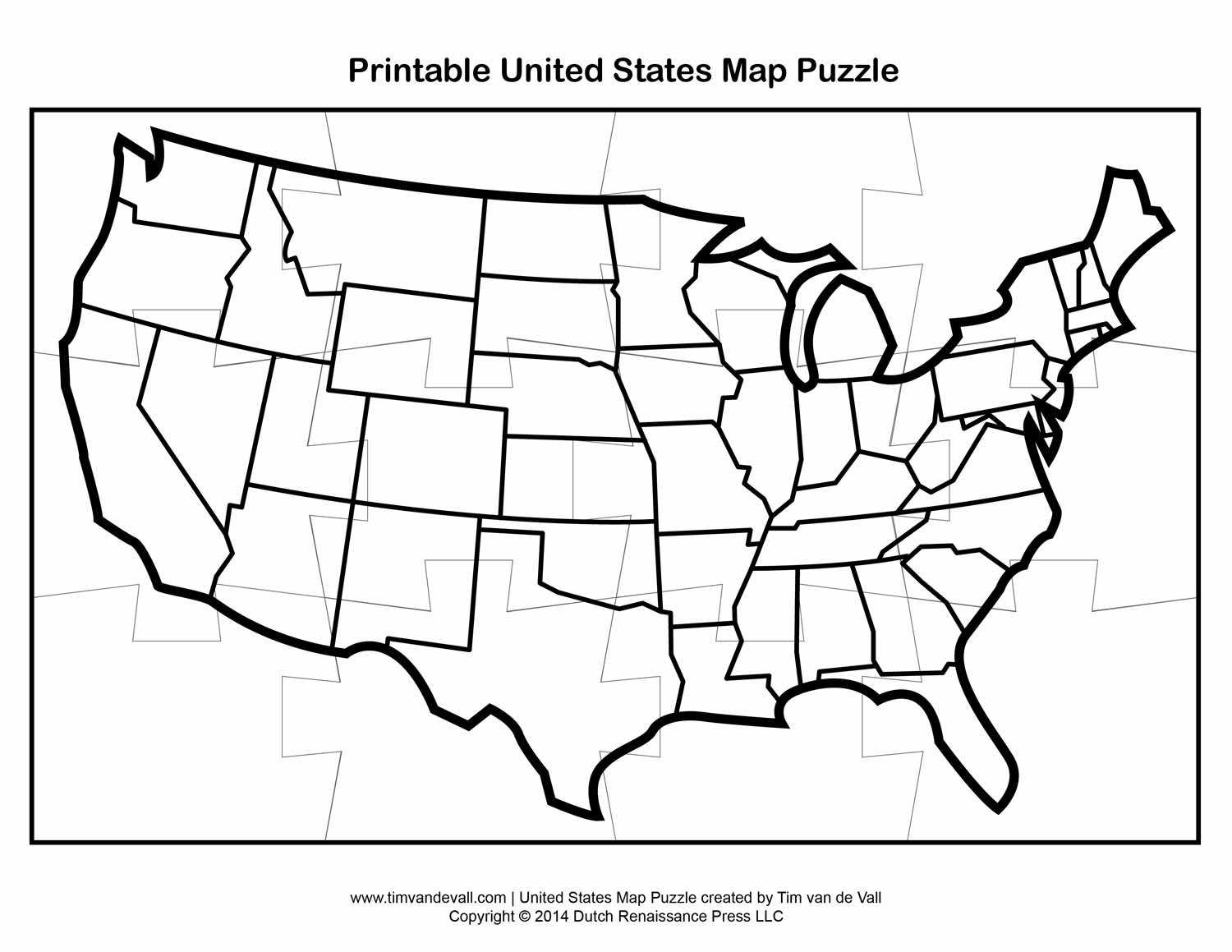 Coloring Book : Printable United States Map Puzzle For Kids With Regard To Blank Template Of The United States
