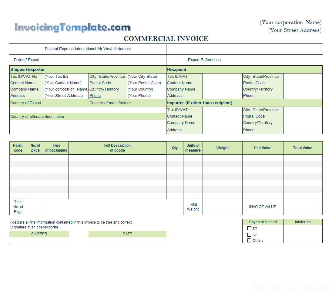Commercial Invoice Templates – 20 Results Found Inside Commercial Invoice Template Word Doc