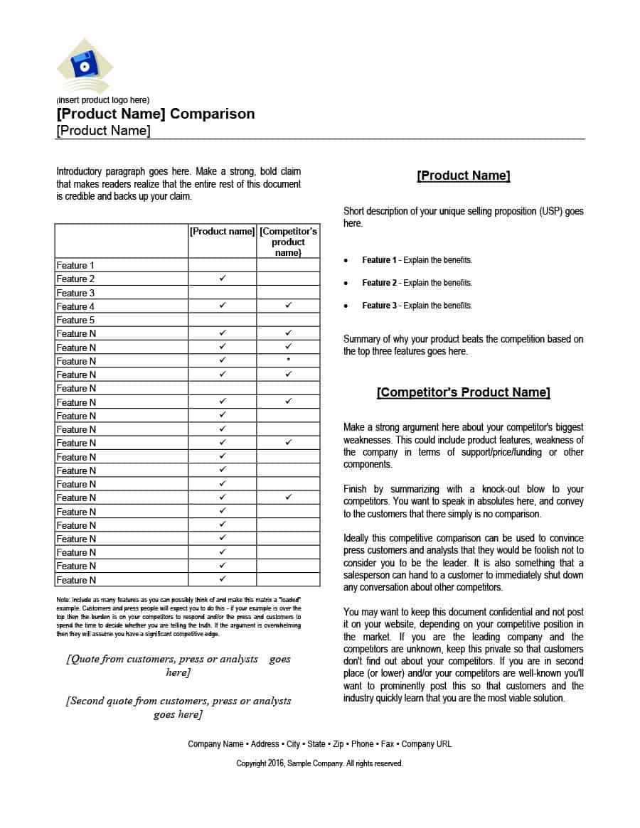 Competitive Analysis Templates – 40 Great Examples [Excel Throughout Company Analysis Report Template