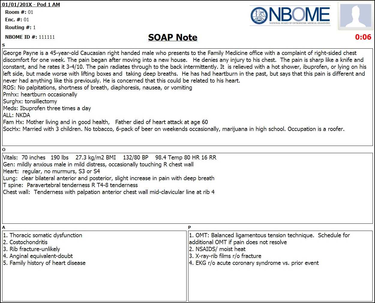 Completed Esoap Note Sample — Nbome Within Soap Report Template