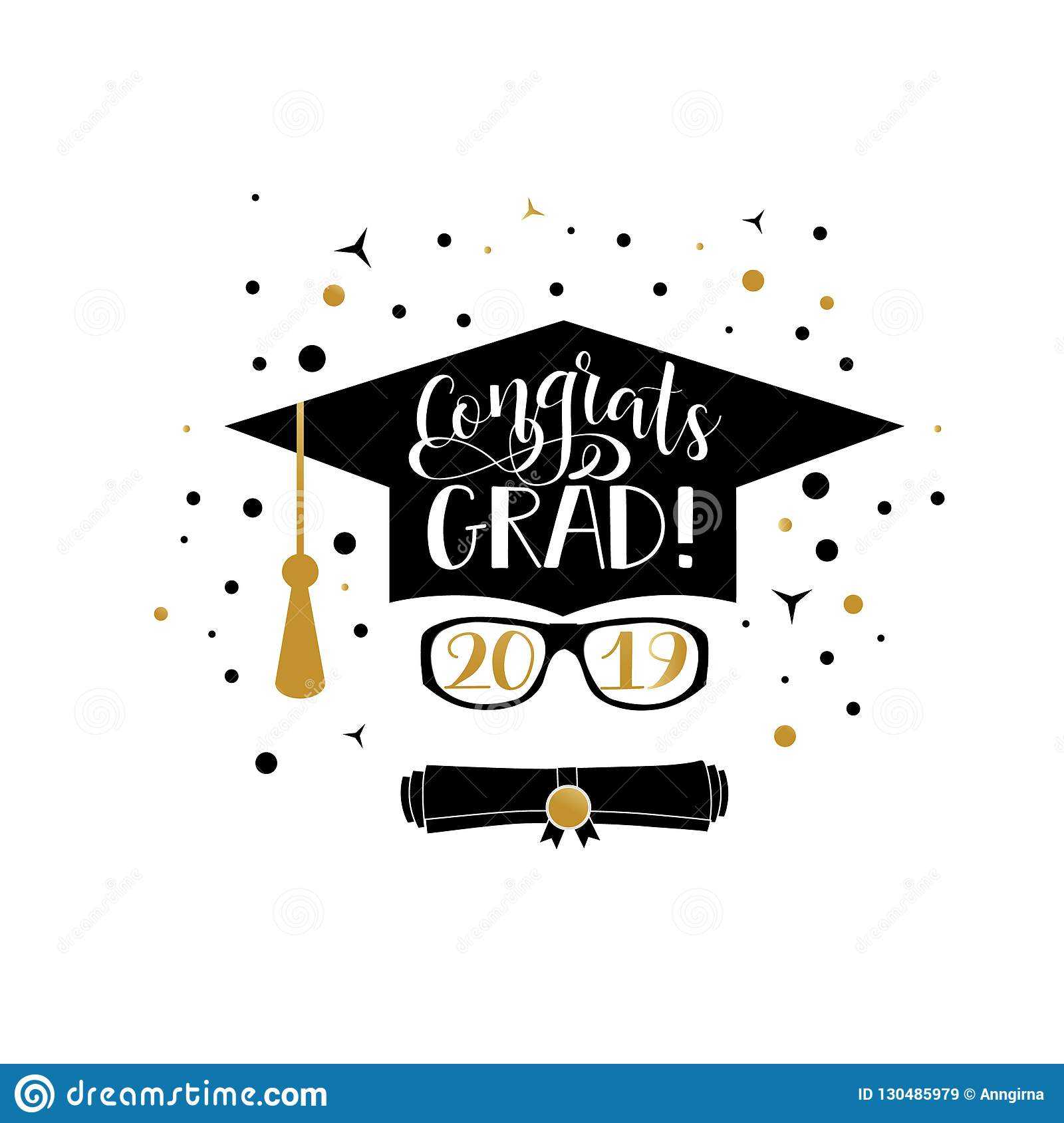 Congrats Grad 2019 Lettering. Congratulations Graduate With Graduation Banner Template