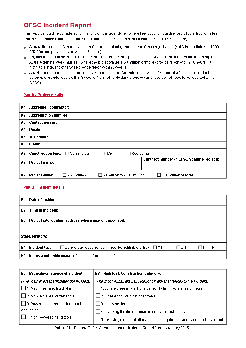 Construction Incident Report Form | Templates At Intended For Construction Accident Report Template
