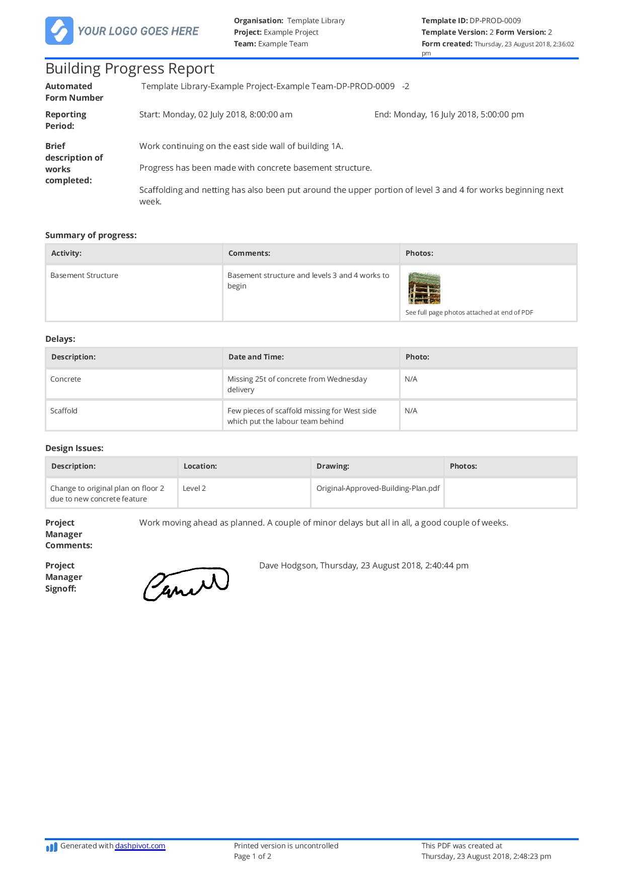 Construction Progress Report – Raptor.redmini.co Throughout It Progress Report Template