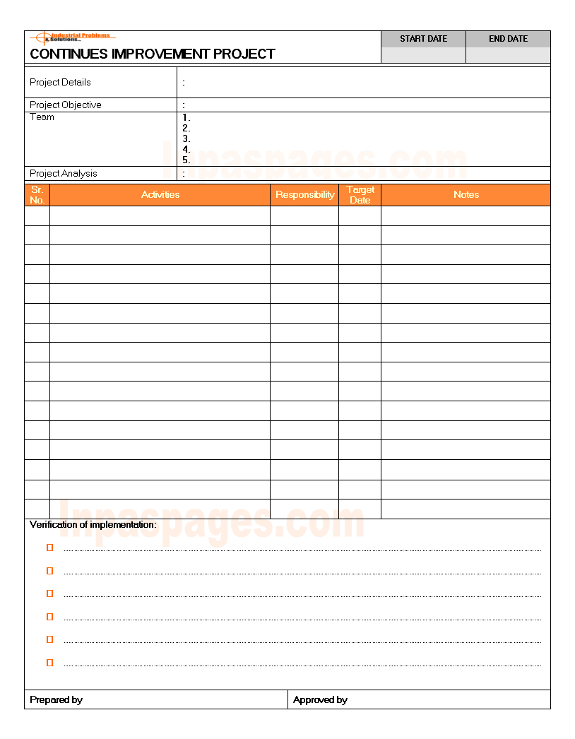 Continuous Improvement Project Format In Improvement Report Template