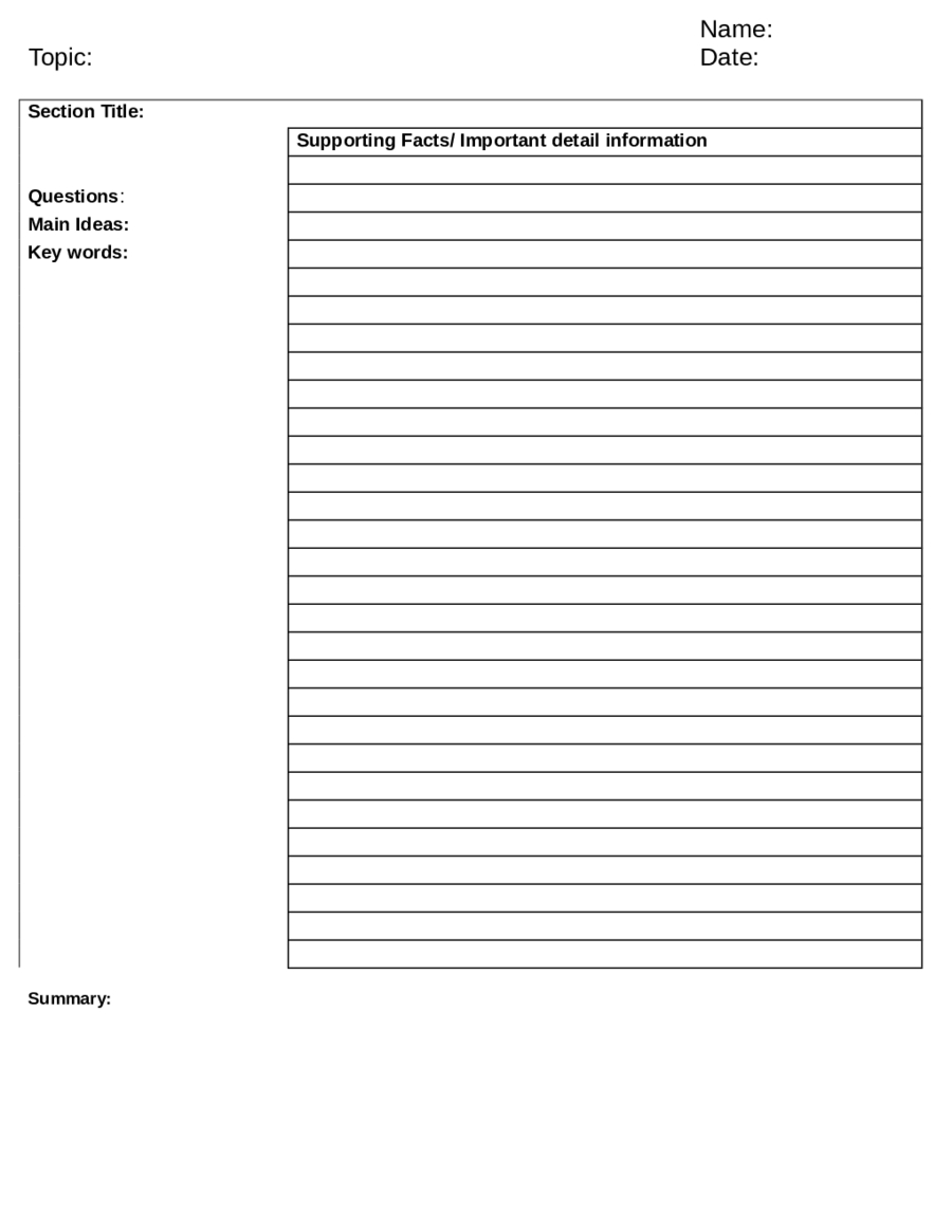 Cornell Notes Template For Word – Edit, Fill, Sign Online Intended For Cornell Note Template Word