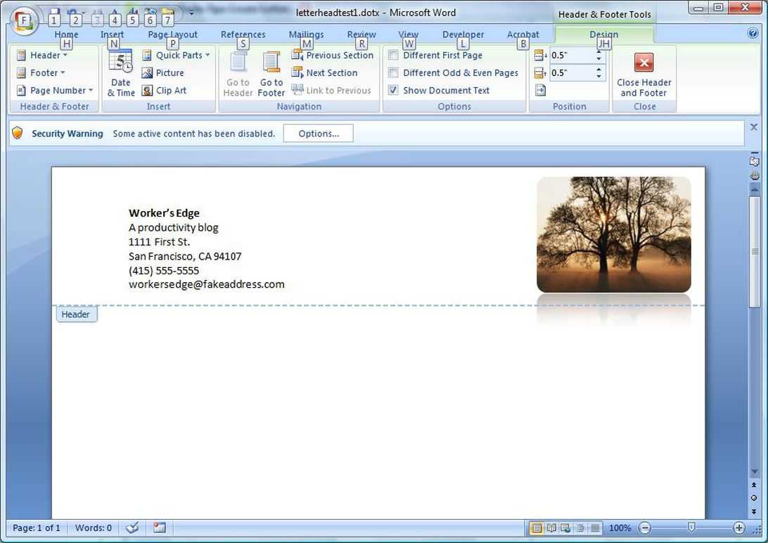 Create A Letterhead Template In Microsoft Word - Cnet Within How To Insert Template In Word