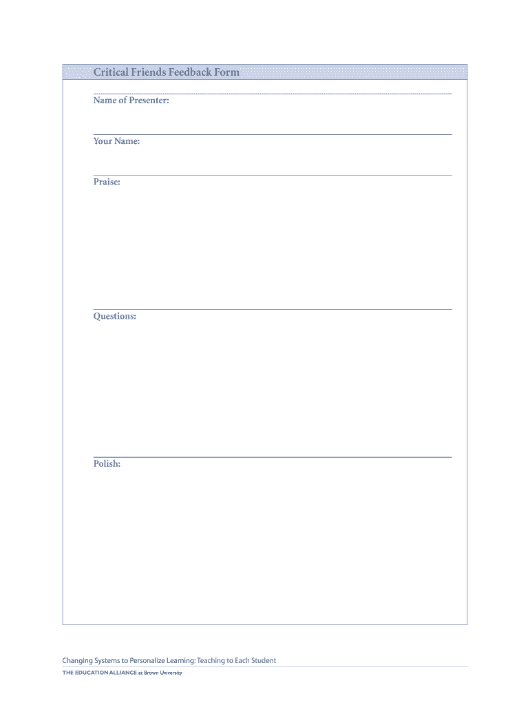 Critical Friends Feedback Form – Fill Online, Printable Pertaining To Student Feedback Form Template Word