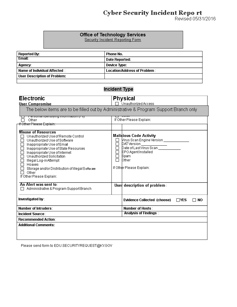 Cyber Security Incident Report Template | Templates At Intended For It Support Report Template