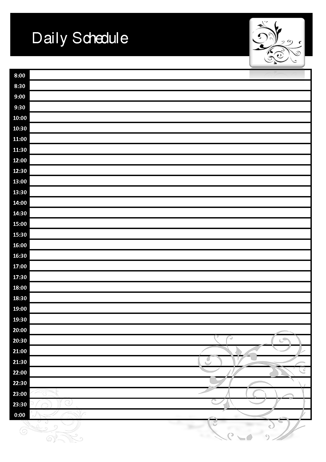 Daily Schedule Template Printable Free ] – Sample Printable Inside Printable Blank Daily Schedule Template