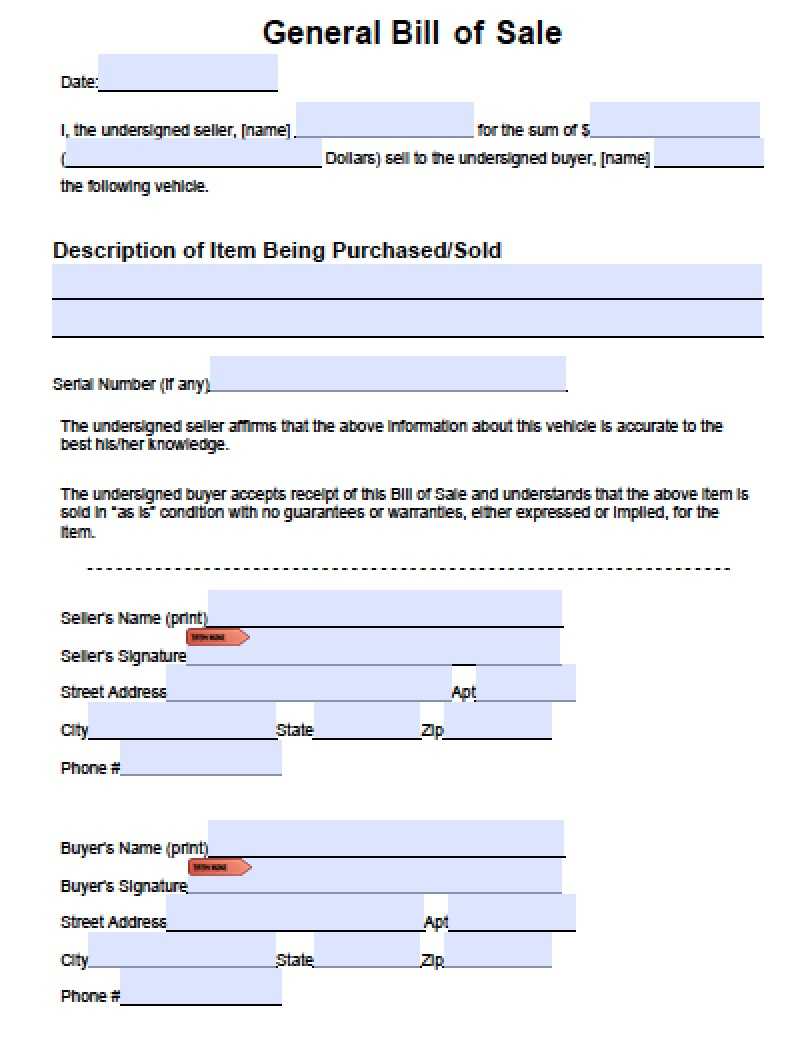 Download General Blank Bill Of Sale Form | Pdf | Word Intended For Vehicle Bill Of Sale Template Word