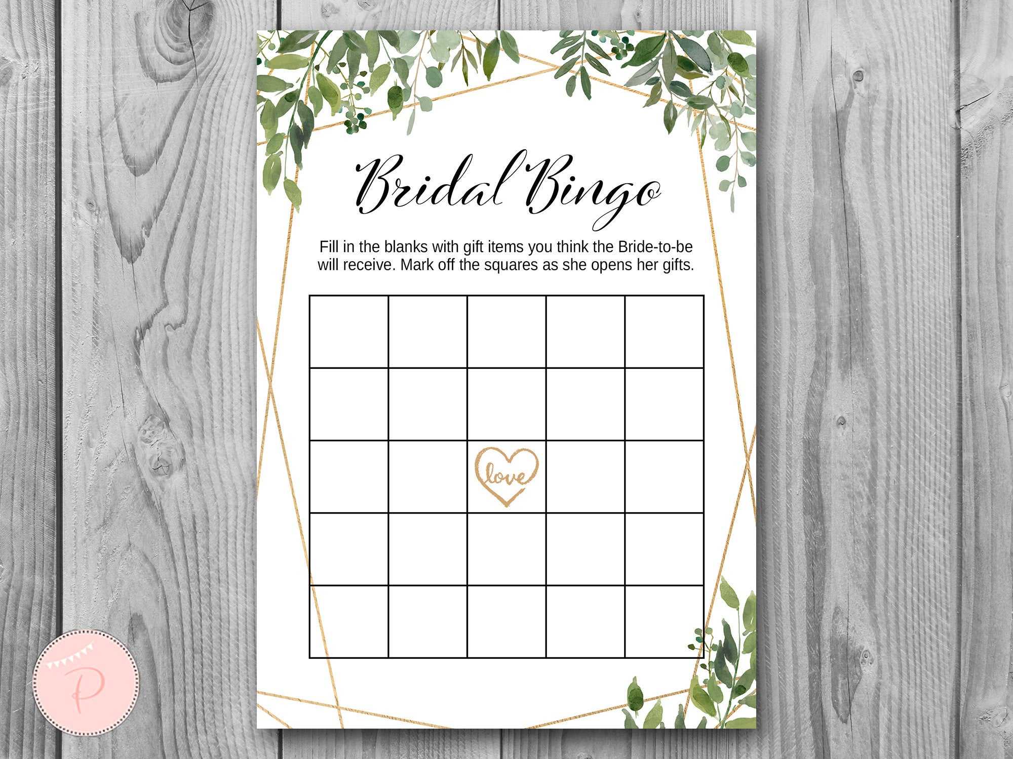 Download Greenery Bridal Shower Bingo Intended For Blank Bridal Shower Bingo Template