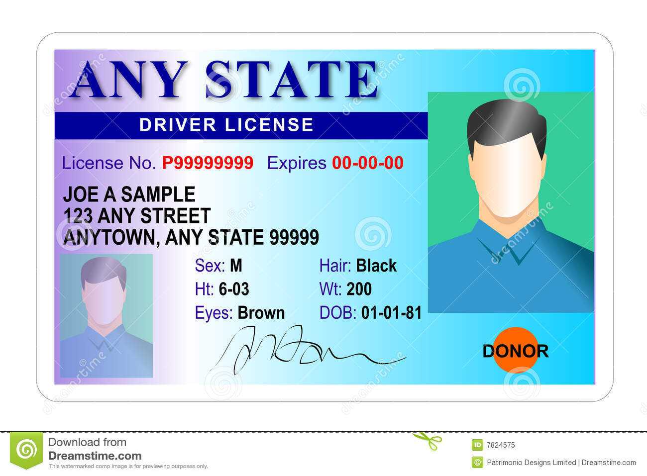 Driver License Identity Card Stock Illustration In Blank Drivers License Template