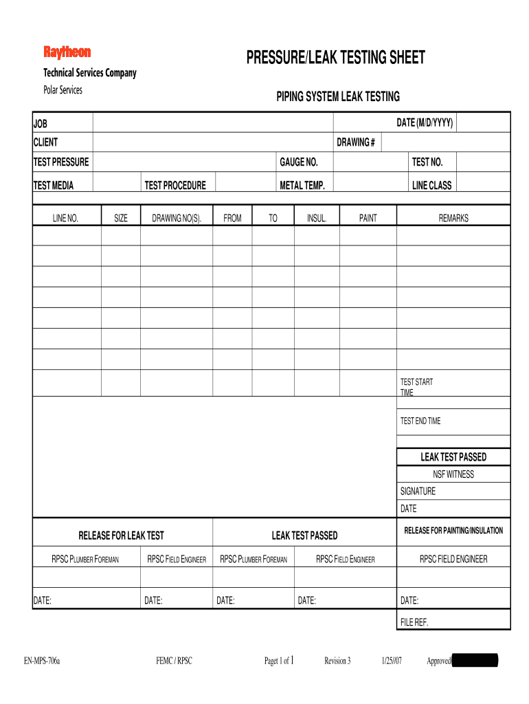 Duct Pressure Testing Forms – Fill Online, Printable Throughout Hydrostatic Pressure Test Report Template