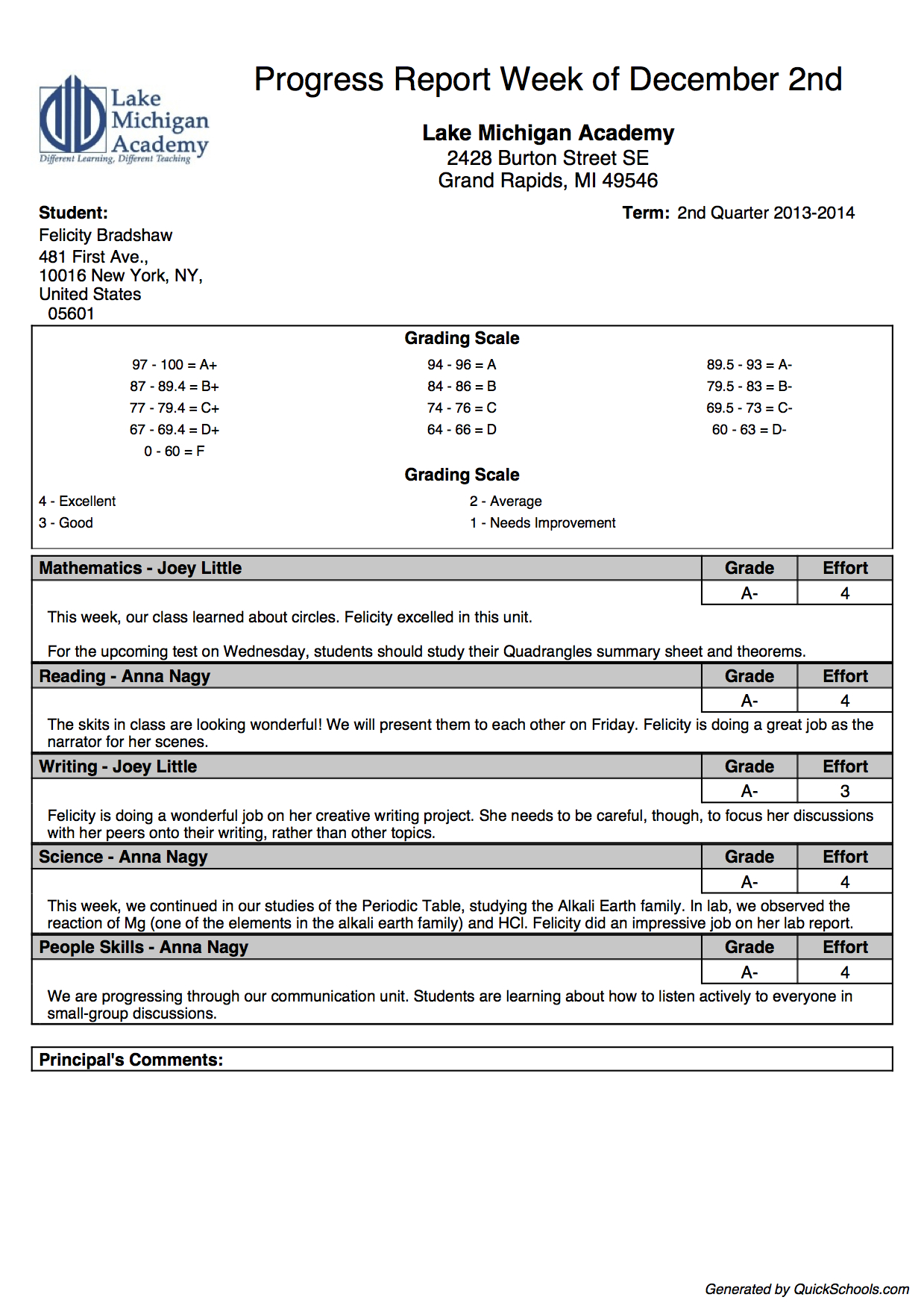 Early Childhood Education | School Management & Student Throughout College Report Card Template