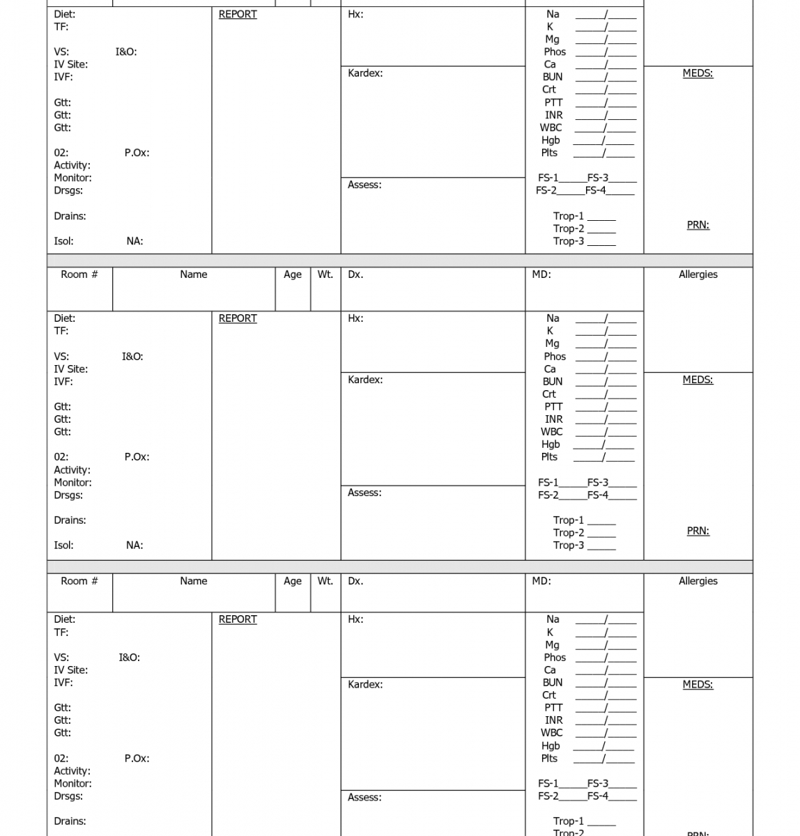 Editable Nursing Shift Worksheets Nursing Nurse Report Sheet Inside Nurse Report Template