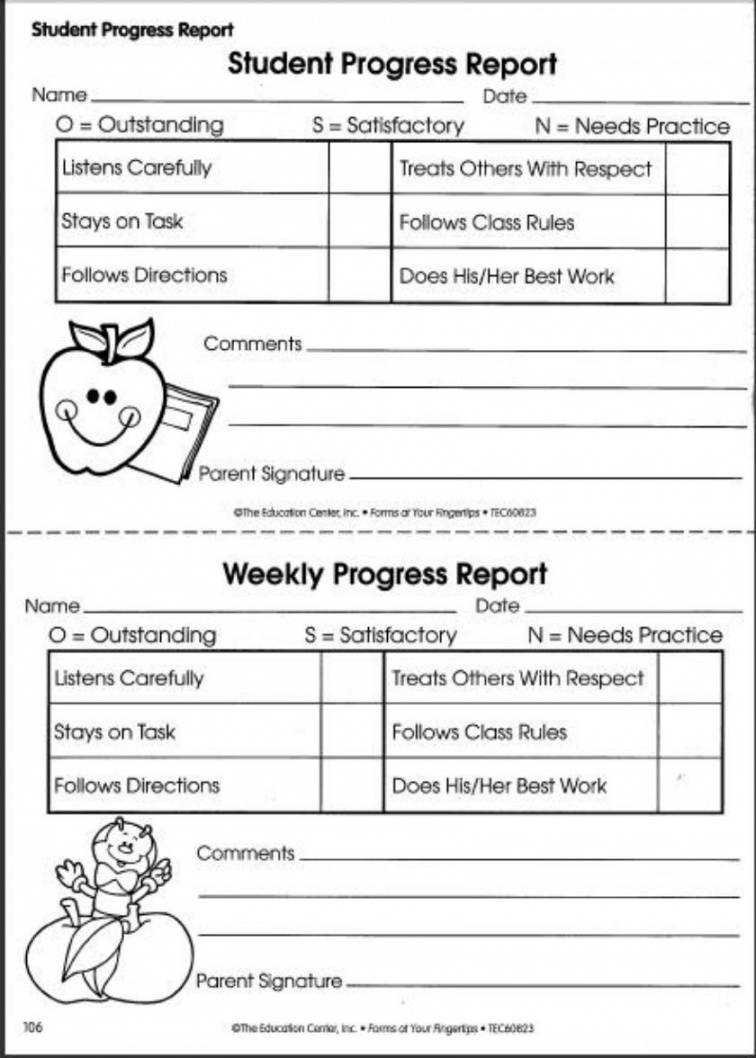 Editable Pinolivia Rhea On T E A C H I N G Progress With Student Progress Report Template