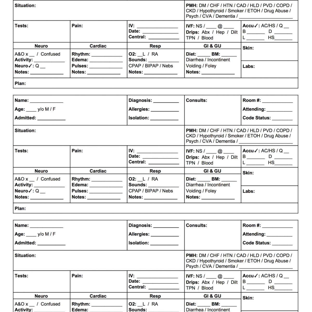 Editable This Free Mini Sbar Nursing Report Sheet Is A For Med Surg Report Sheet Templates