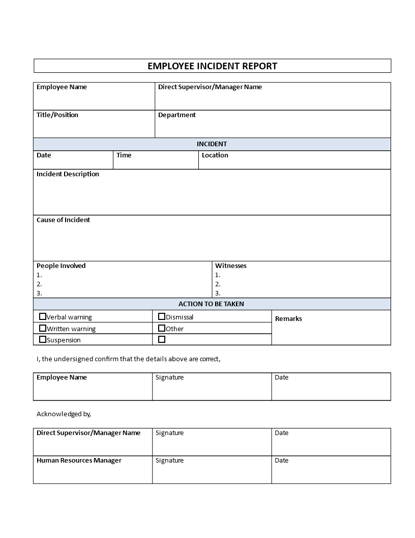 Employee Incident Report Is Your Company In Need For An With Regard To Incident Report Form Template Qld