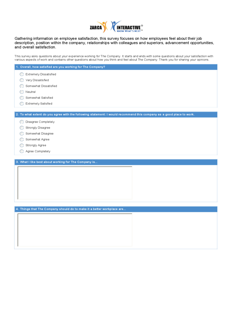 Employee Satisfaction Survey – 2 Free Templates In Pdf, Word Pertaining To Employee Satisfaction Survey Template Word