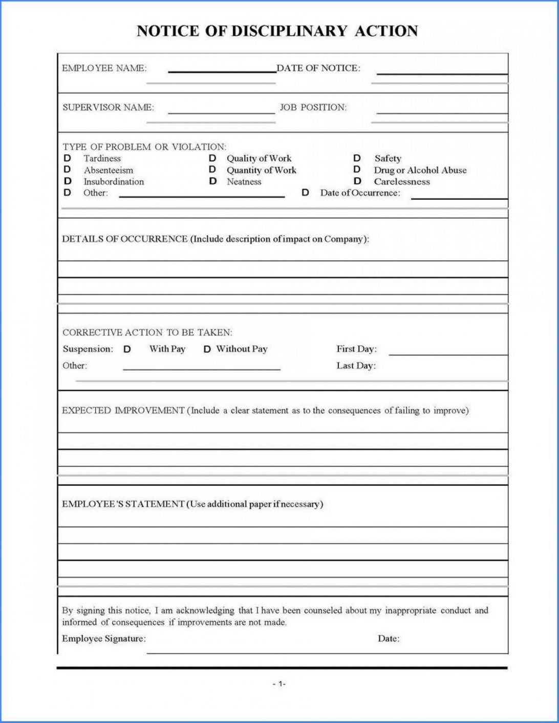 Employee Write Up Form Warning Template Pdf Download Format With Regard To Book Report Template In Spanish