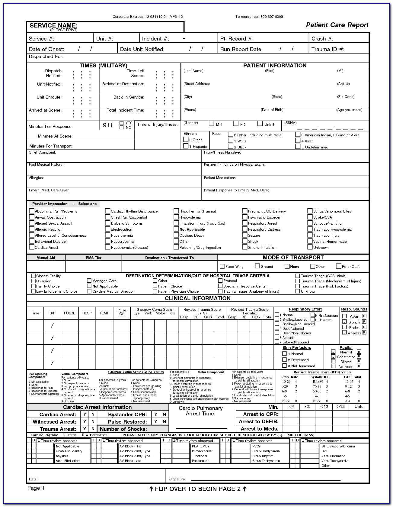 Ems Patient Care Report Forms – Form : Resume Examples Inside Patient Care Report Template