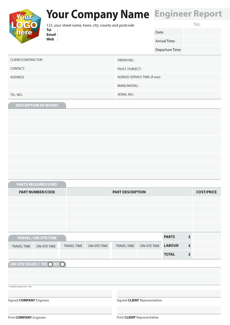 Engineer Report Template Artwork For Carbonless Ncr Intended For Drainage Report Template