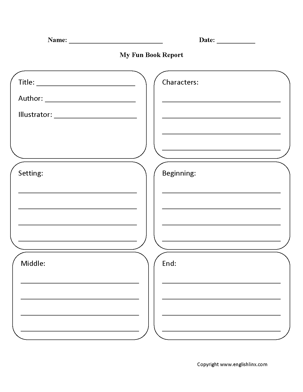 Englishlinx | Book Report Worksheets For 2Nd Grade Book Report Template