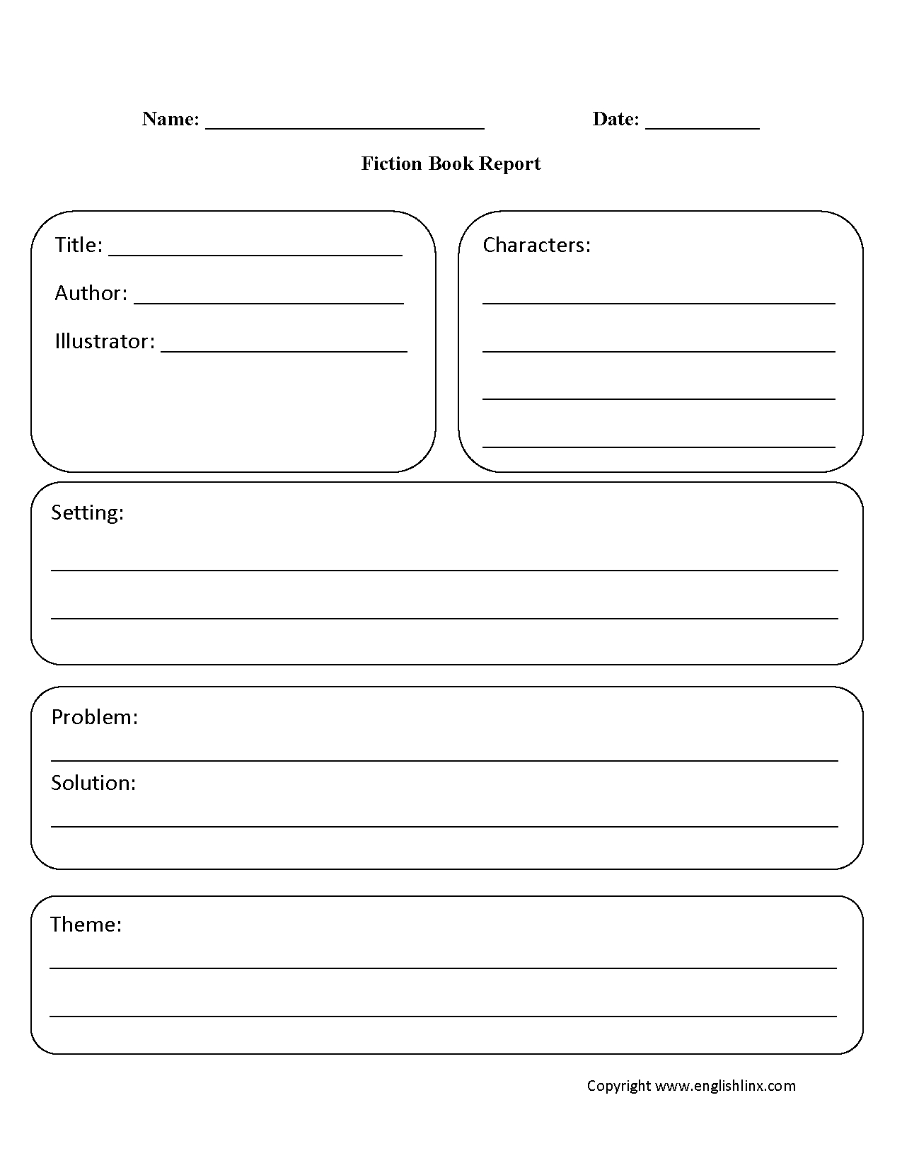 Englishlinx | Book Report Worksheets Within Book Report Template Middle School