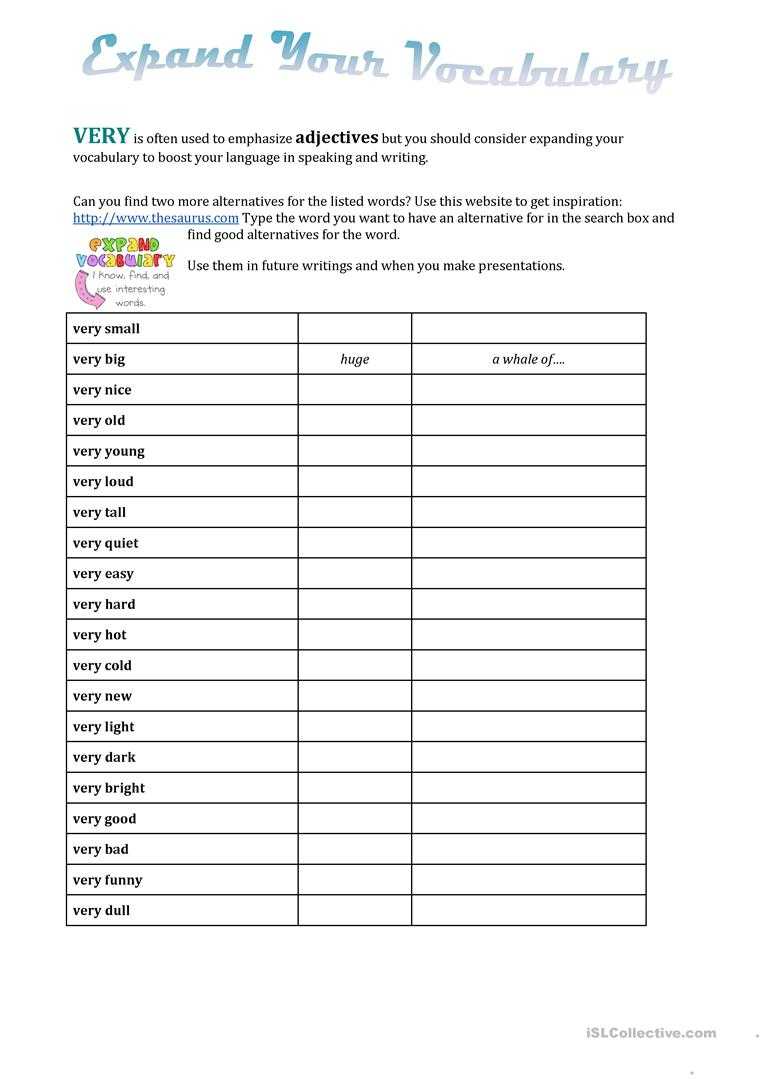 Expand Your Vocabulary – English Esl Worksheets Intended For Vocabulary Words Worksheet Template