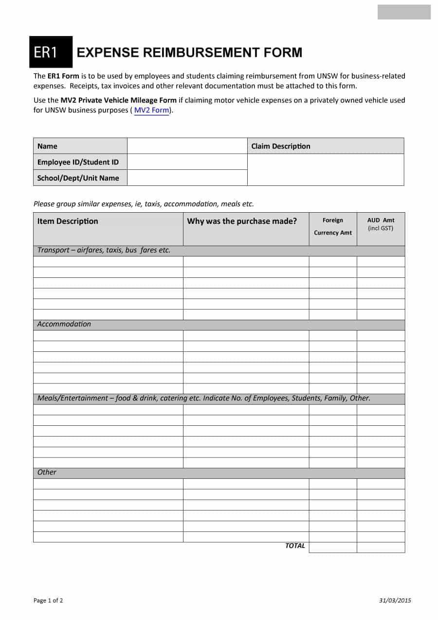Expense Reimbursement Form Doc – Horizonconsulting.co With Reimbursement Form Template Word