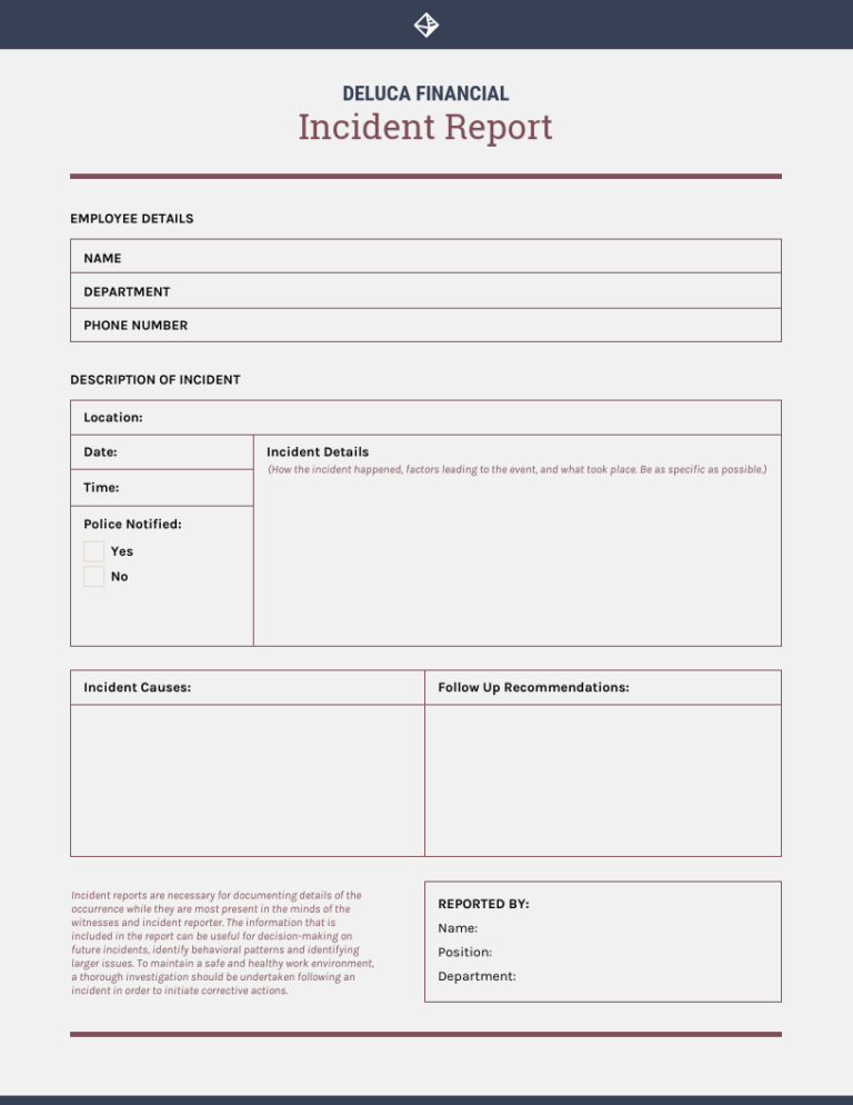 Failure Investigation Report Template