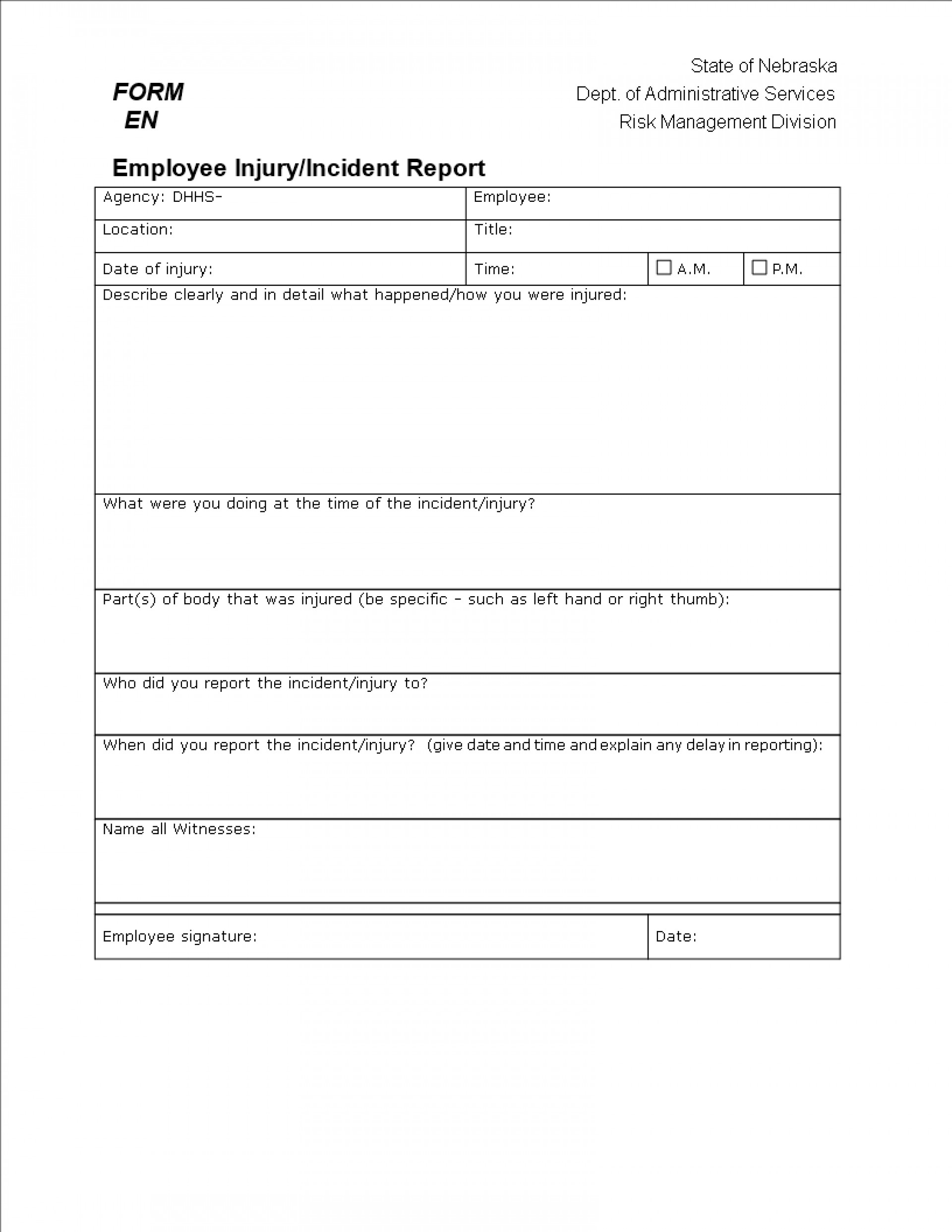 Fantastic Generic Incident Report Template Ideas Injury Form With Regard To Generic Incident Report Template