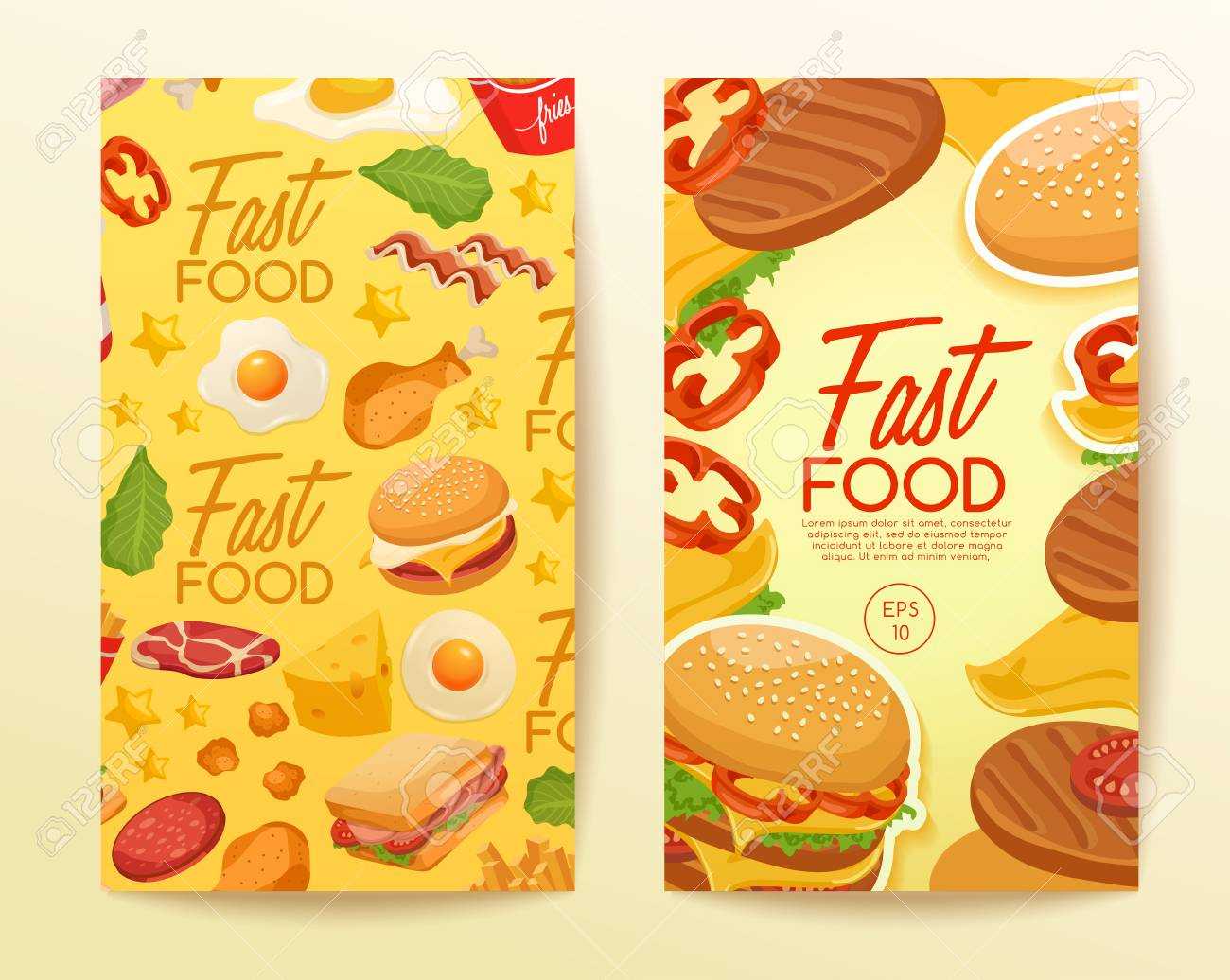 Fast Food Elements : Vertical Banner Template : Vector Illustration Inside Food Banner Template
