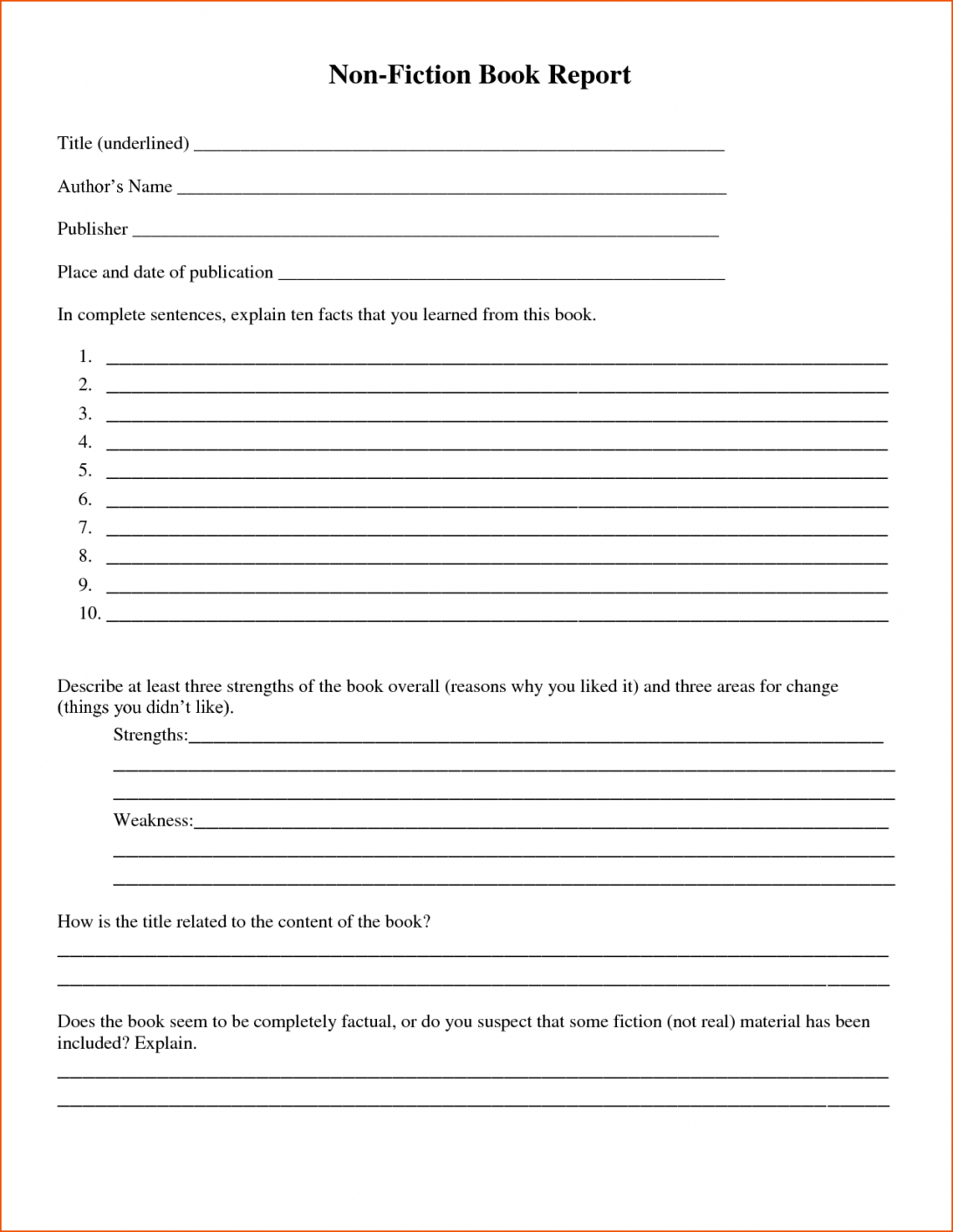 Fiction Book Report Template 6Th Grade For 7Th Graders Pdf In Biography Book Report Template
