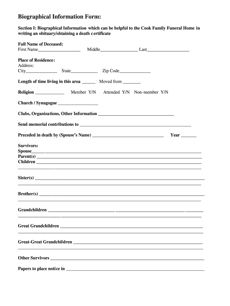Fill In The Blank Obituary Template Pdf - Fill Online For Fill In The Blank Obituary Template