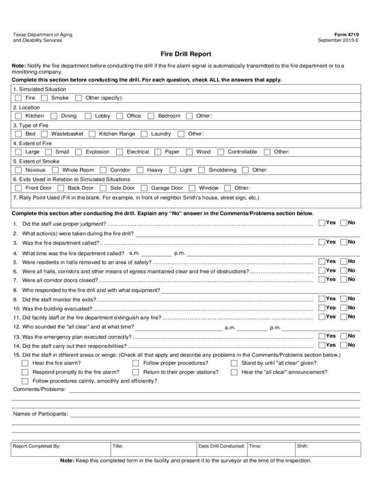 Fire Drill Report Form – 2 Free Templates In Pdf, Word For Emergency Drill Report Template