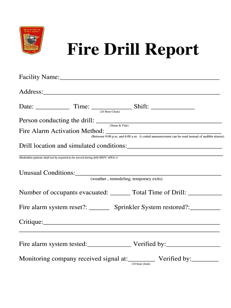 Fire Drill Report Template - Fill Online, Printable Regarding Fire Evacuation Drill Report Template