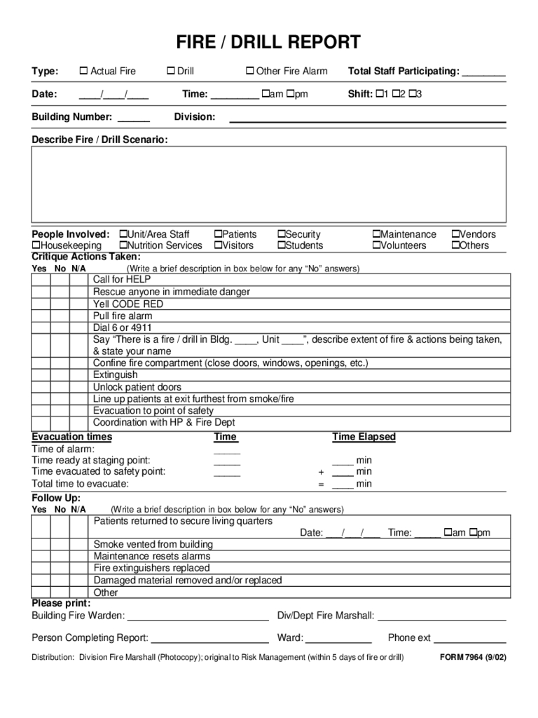 Fire Or Drill Report Form Free Download Inside Emergency Drill Report Template