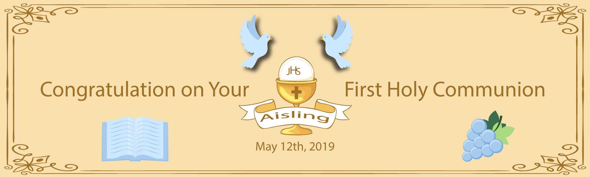 First Communion Banner 1 Within First Holy Communion Banner Templates