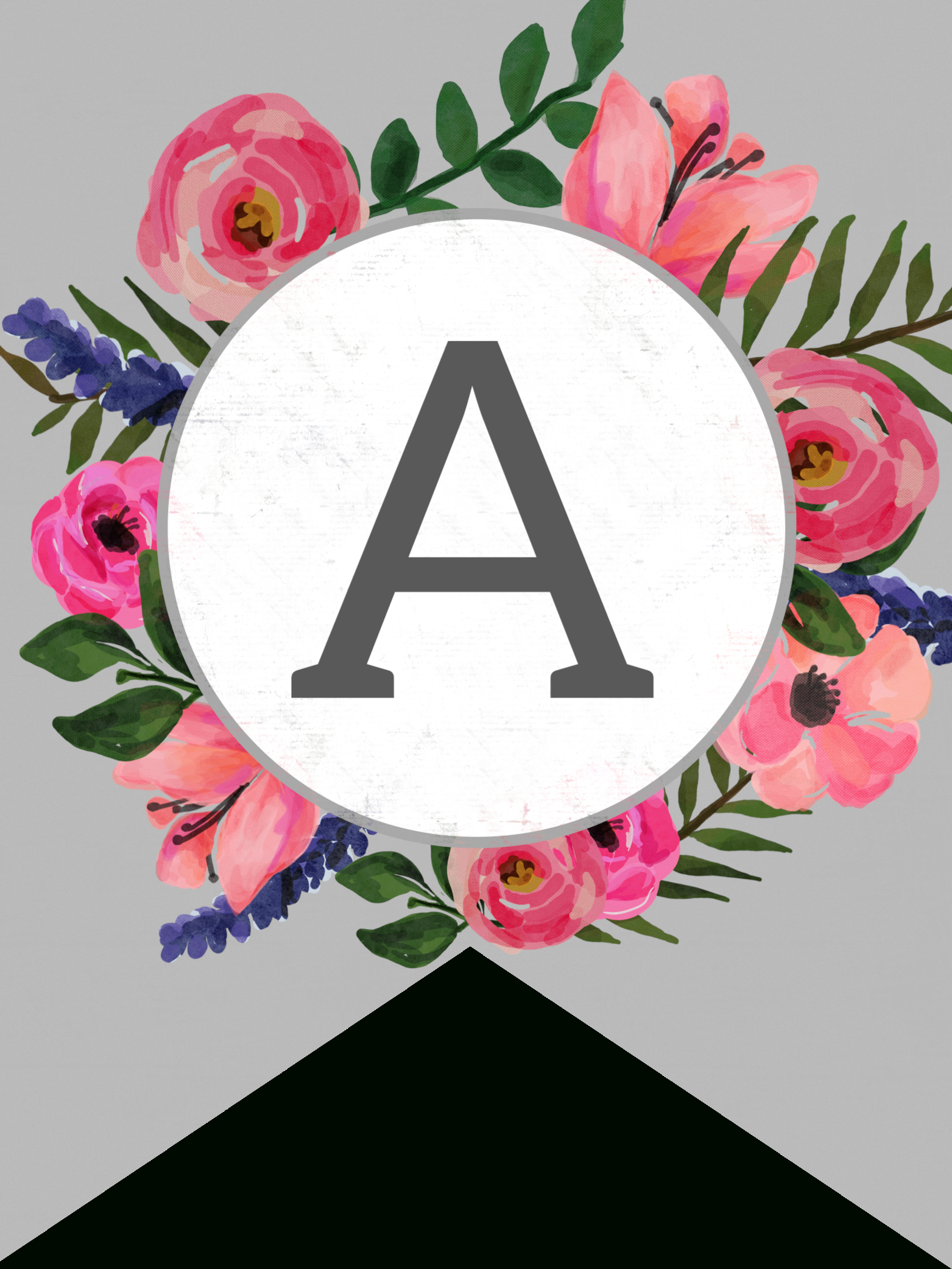 Floral Alphabet Banner Letters Free Printable – Paper Trail For Free Letter Templates For Banners
