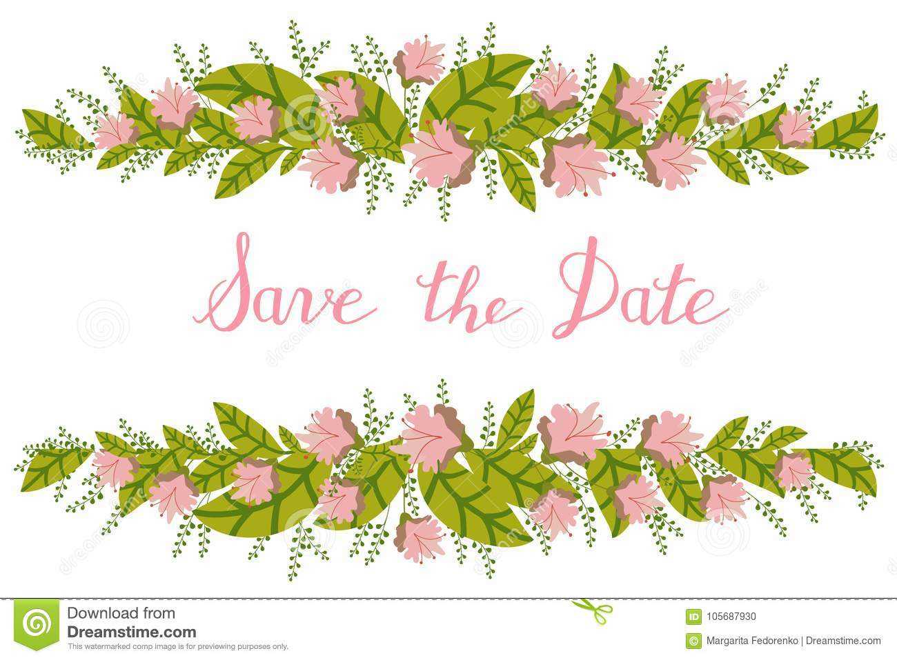 Flower Card, Invitation, Banner Template With Save The Date Intended For Save The Date Banner Template
