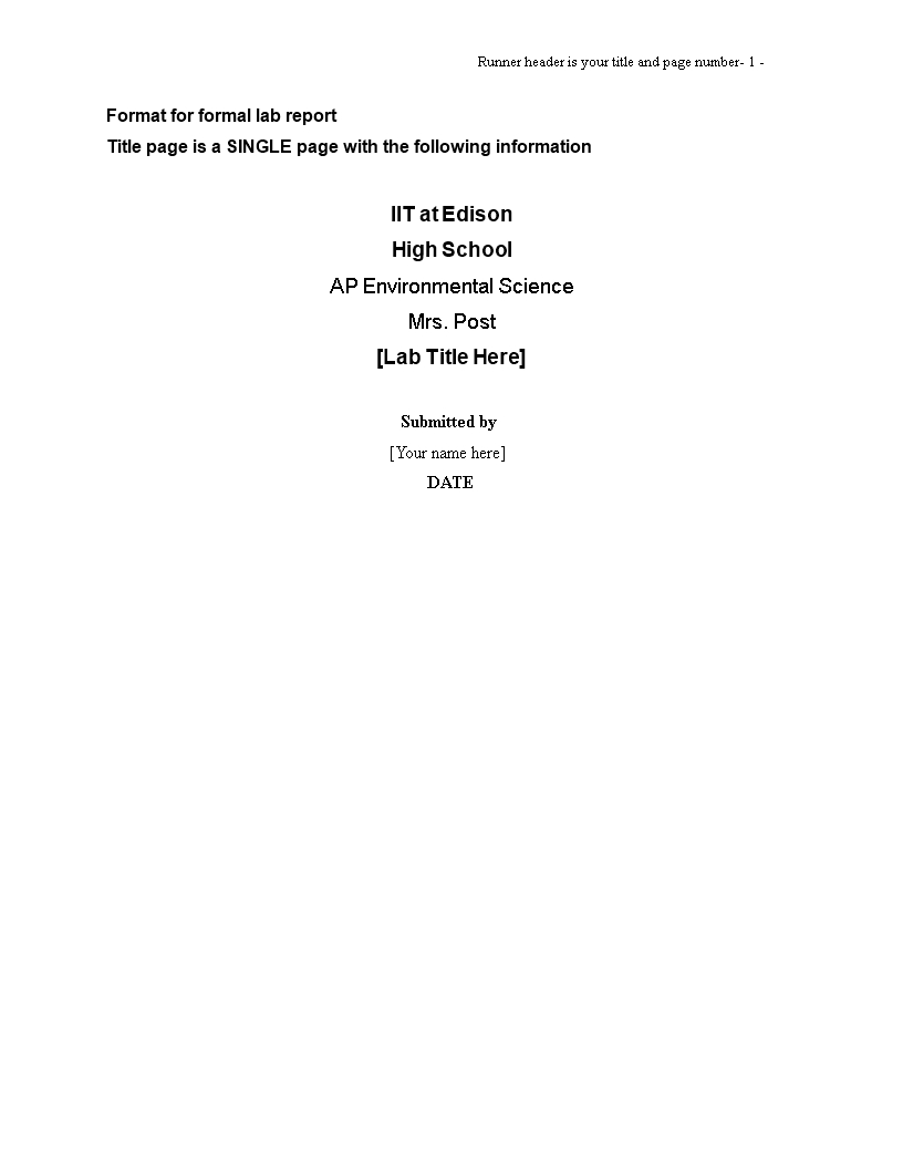 Formal Lab Report | Templates At Allbusinesstemplates Regarding Formal Lab Report Template