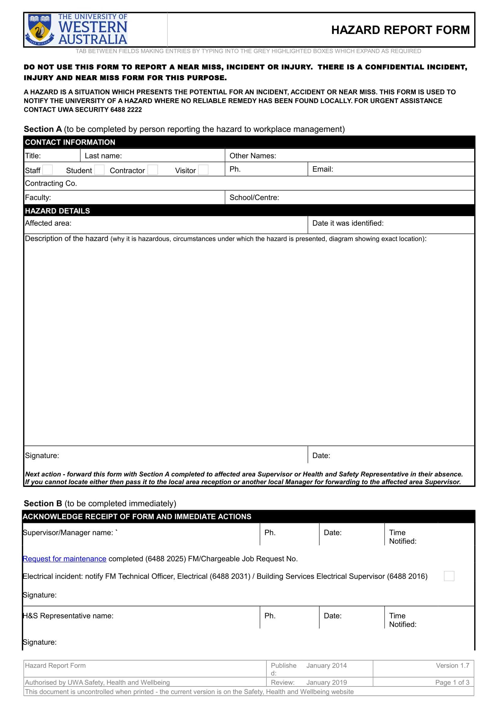 Free 13+ Hazard Report Forms In Ms Word | Pdf Pertaining To Hazard Incident Report Form Template