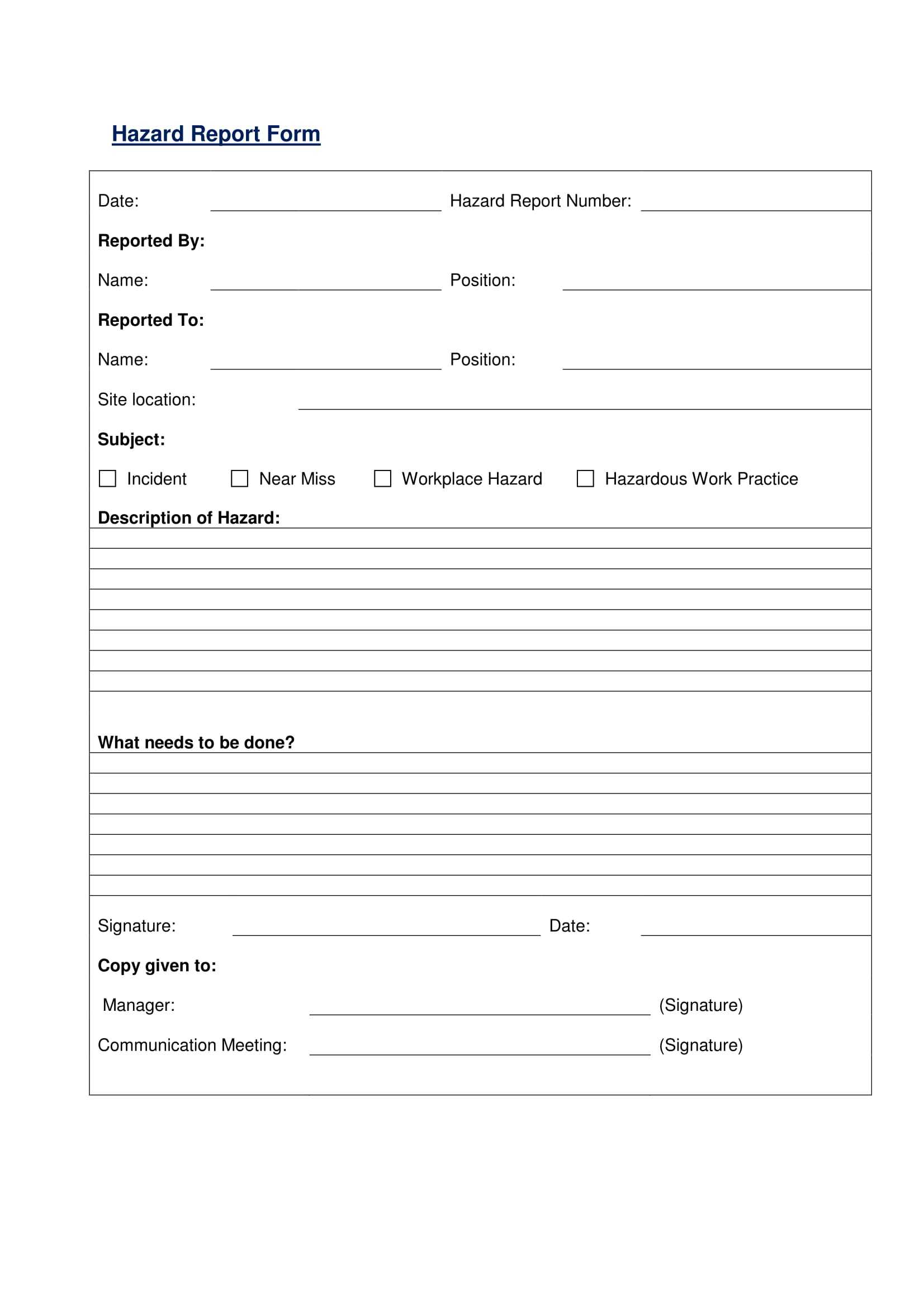 Free 13+ Hazard Report Forms In Ms Word | Pdf Regarding Incident Hazard Report Form Template