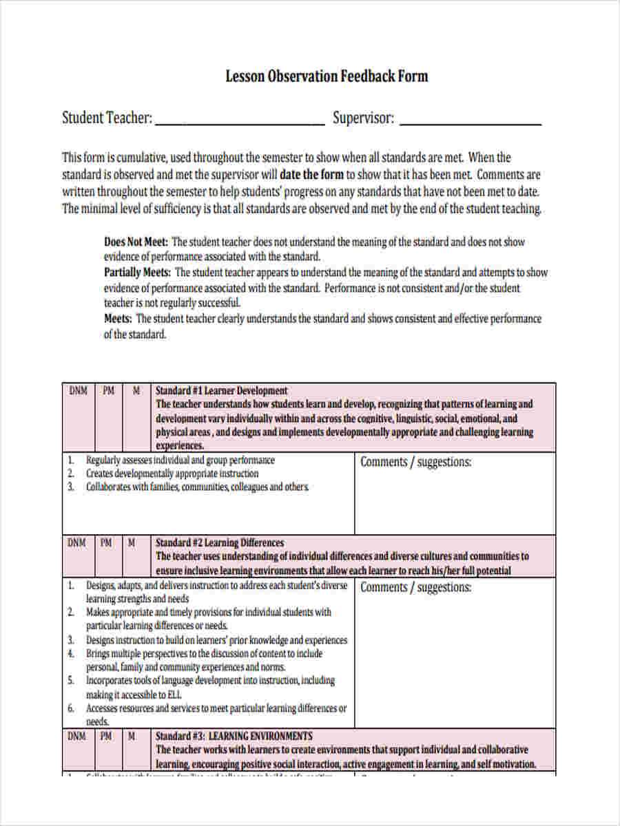 Free 14+ Sample Teacher Feedback Forms In Pdf | Ms Word Pertaining To Student Feedback Form Template Word