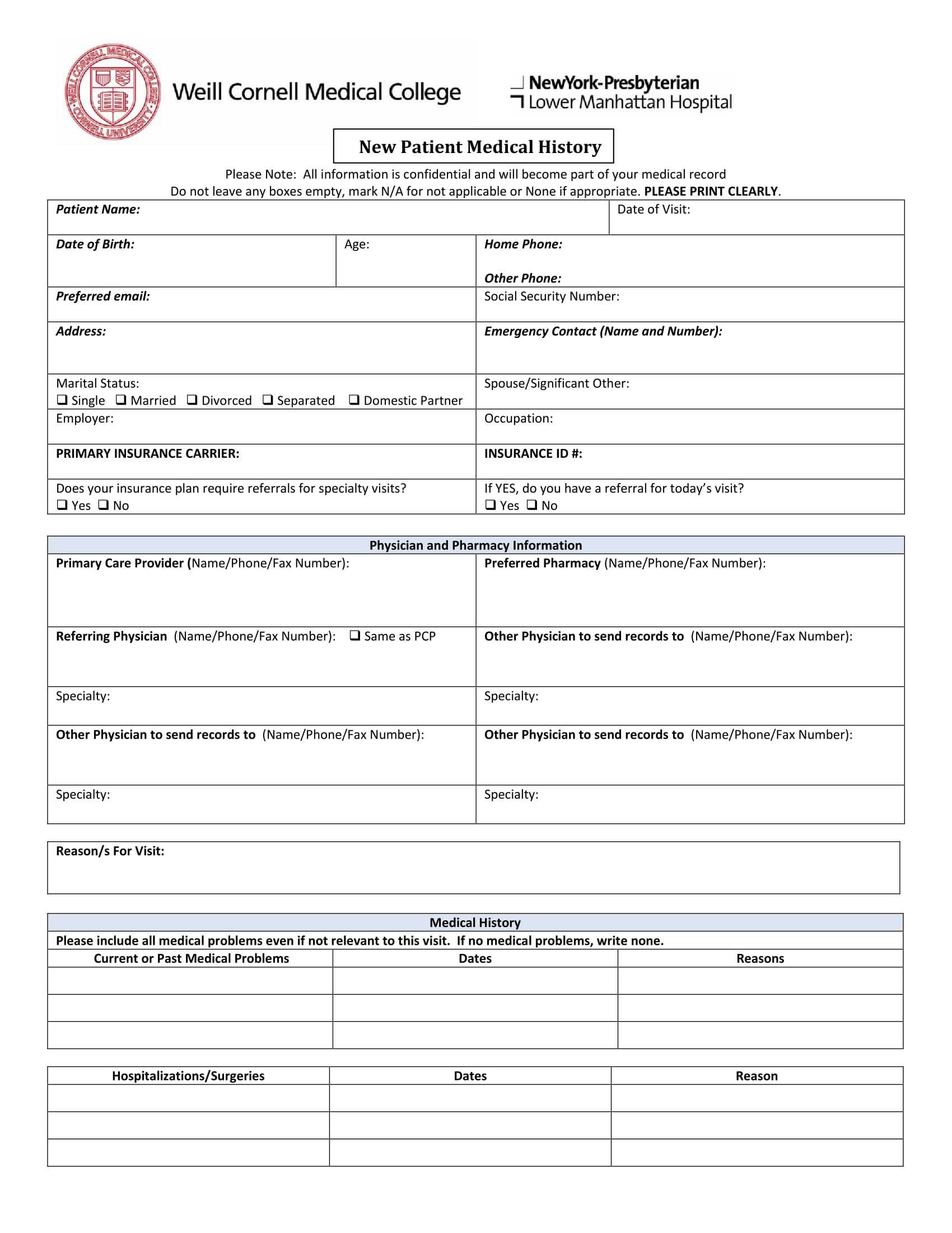 Free 5+ Medical History Forms In Pdf | Ms Word For Medical History Template Word
