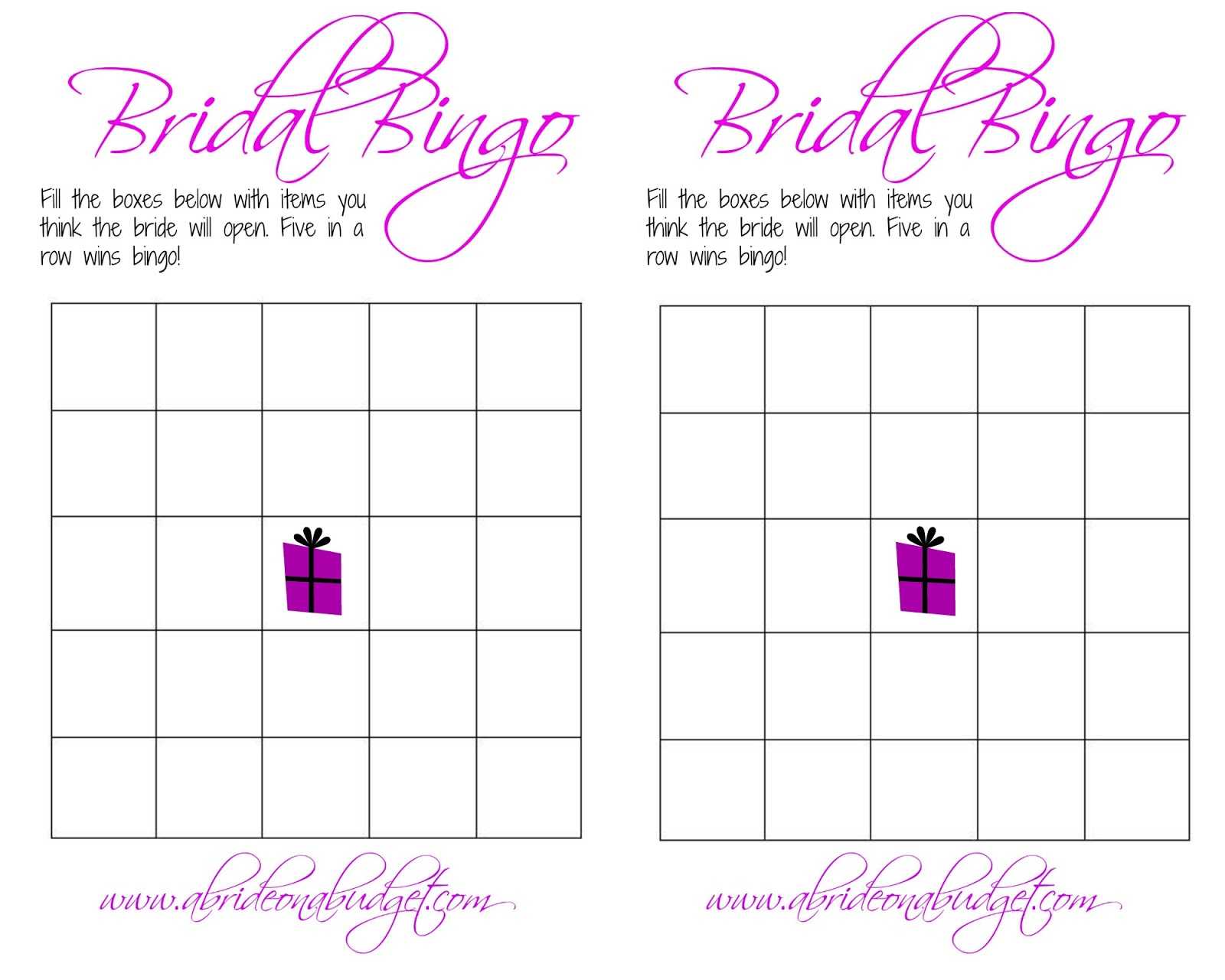 Free Bridal Bingo Template ] – Bridal Shower Bingo Template Inside Blank Bridal Shower Bingo Template