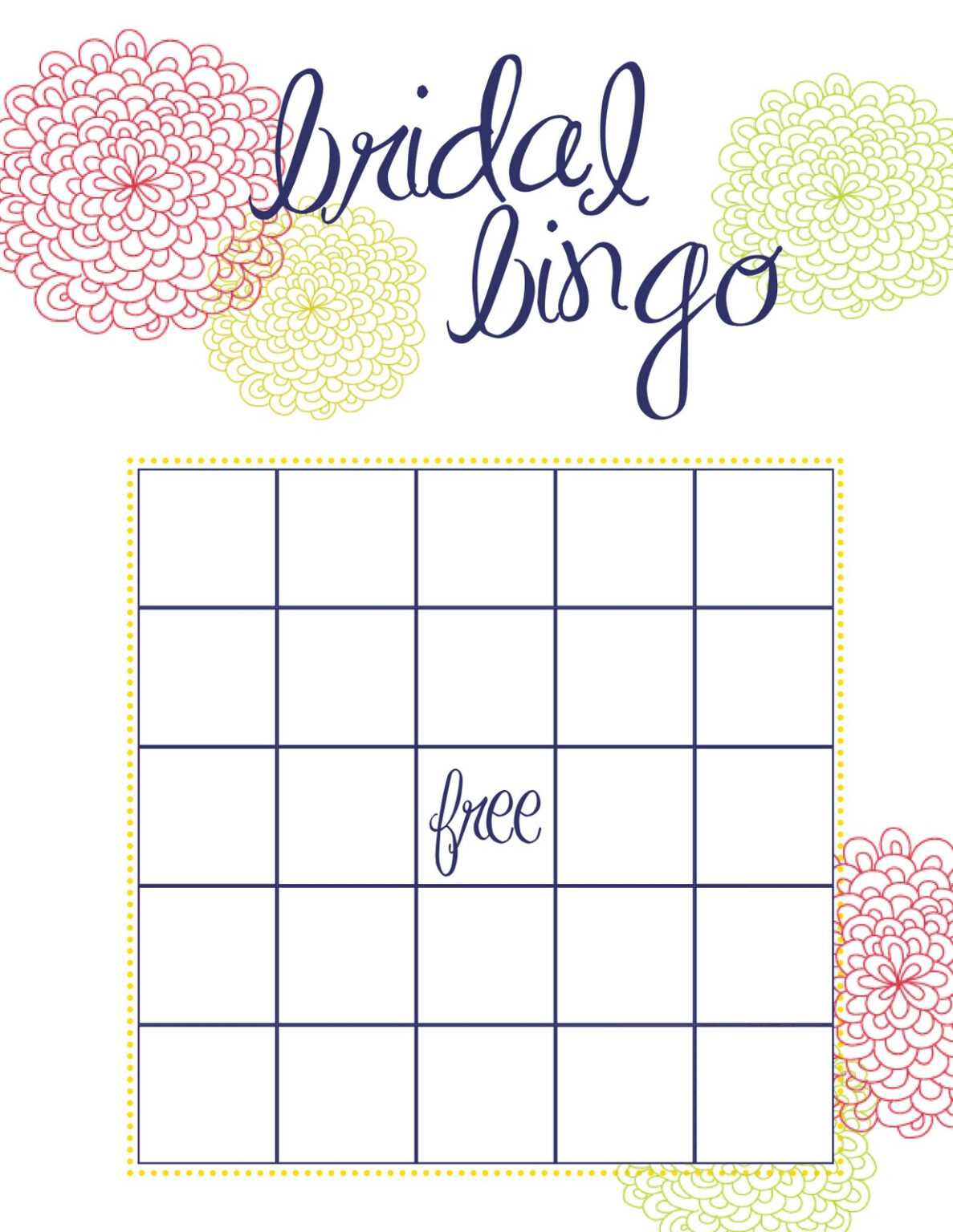 Blank Bridal Shower Bingo Template