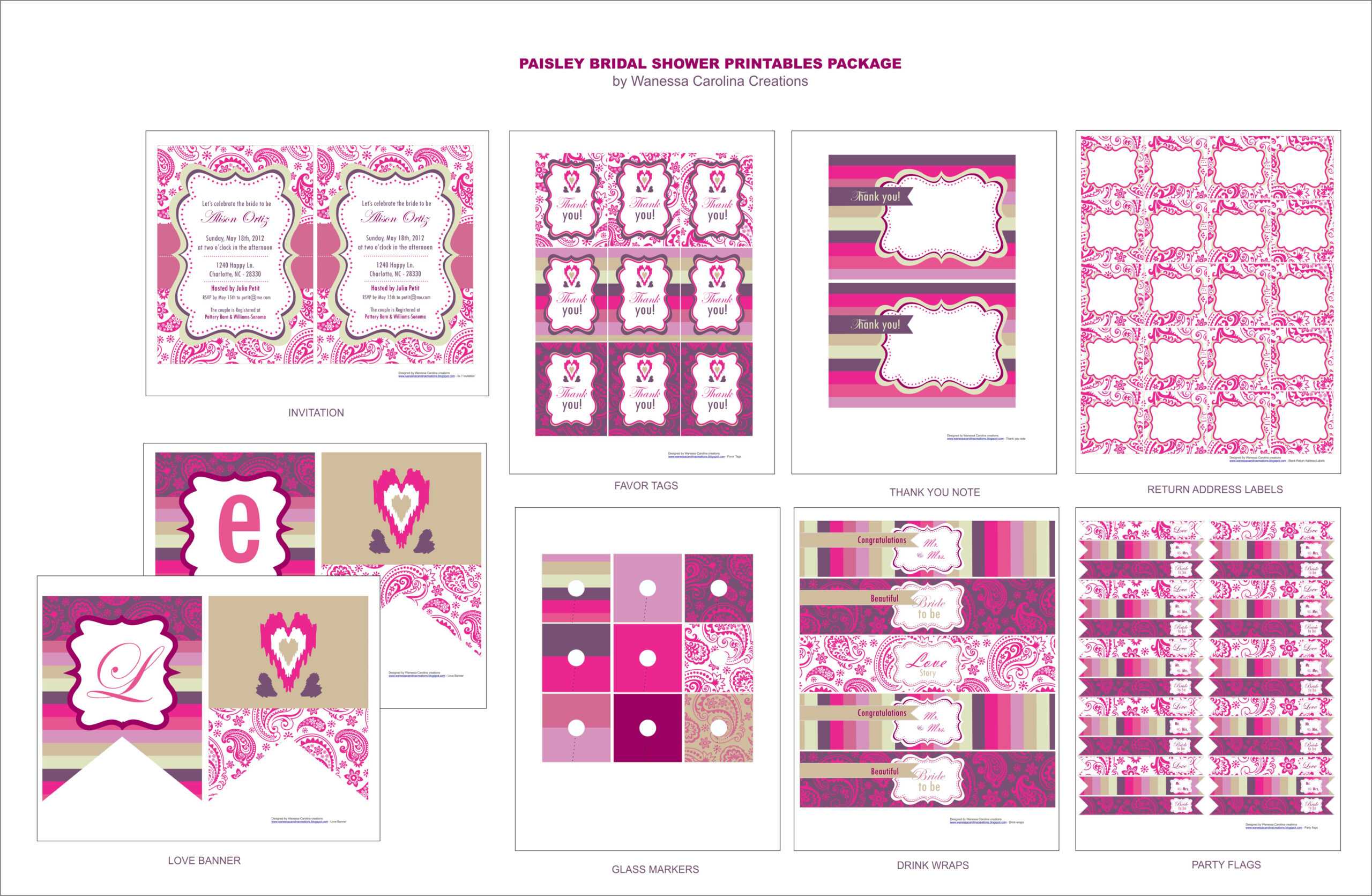 Free Bridal Shower Printables From Wanessa Carolina Within Free Bridal Shower Banner Template