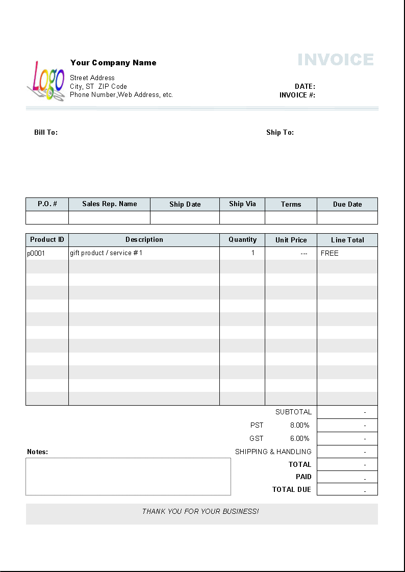 Free Downloadable Invoice Template Word Free Invoice Template Pertaining To Free Printable Invoice Template Microsoft Word